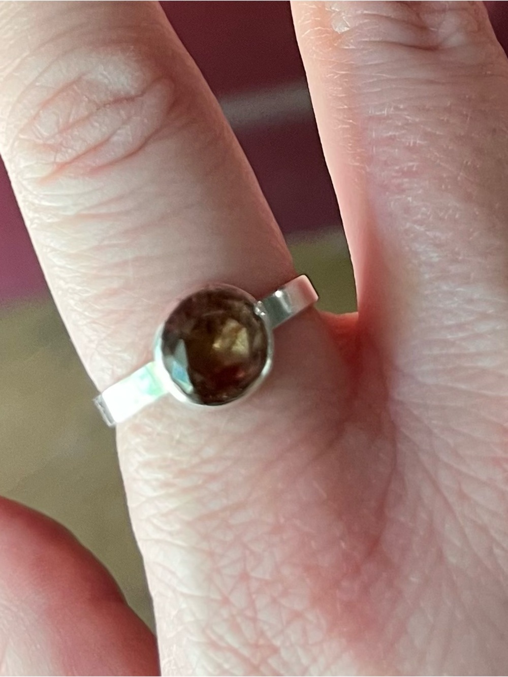Sterling Silver Color Changing Gemstone Bezel Ring